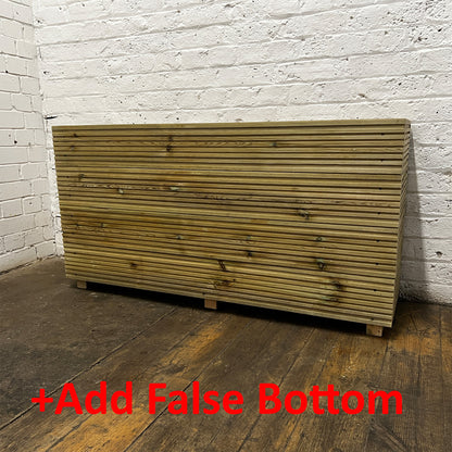 Tall 4 ft Long Wooden Decking Planter – 120 × 35 × 63 cm with raised false bottom