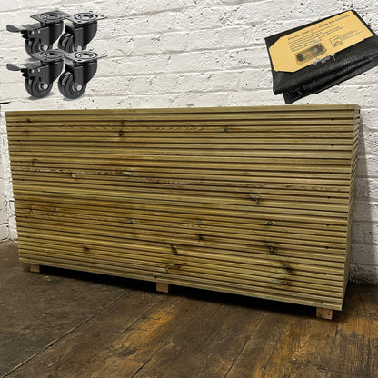 Tall 4 ft Long Wooden Decking Planter – 120 × 35 × 63 cm fitted with a self-install liner