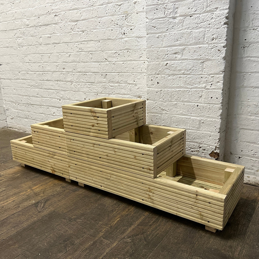 Large 3 – Tiered Straight Wooden Decking Planter