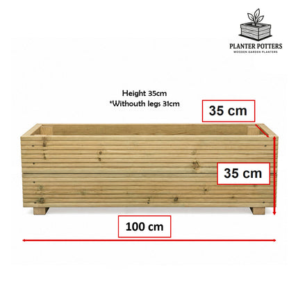 1 m Wooden Decking Planter – 100 × 35 × 33 cm dimensions and size guide