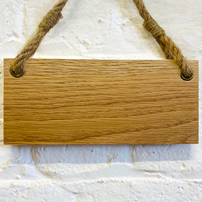 Blank solid oak plaque with twine hanging cord