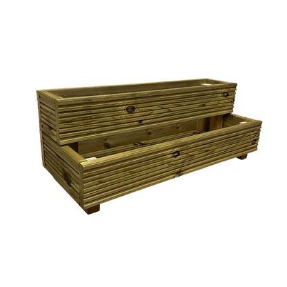 Two-tier wooden garden planter