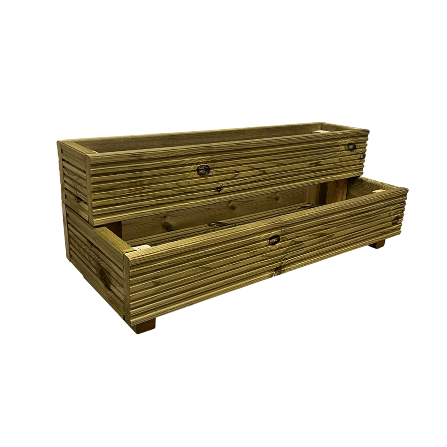 Two-tier wooden garden planter