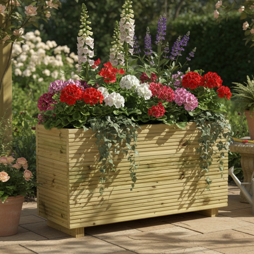Large Wooden Decking Planter – Triple-Board 88 × 35 × 48 cm