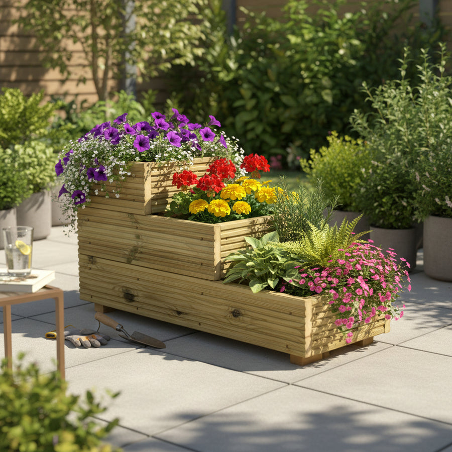 Memorial Garden Planter planted with colourful flowers