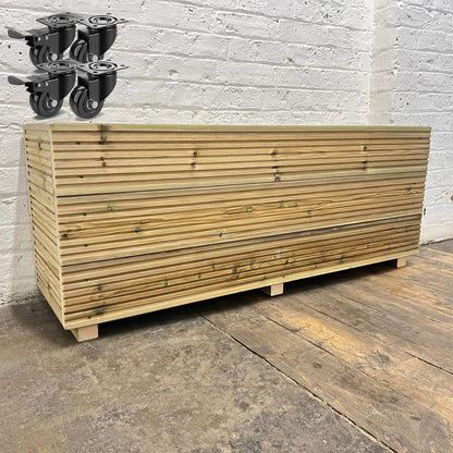 4 ft triple – board Wooden Decking Planter – 120 × 35 × 48 cm
