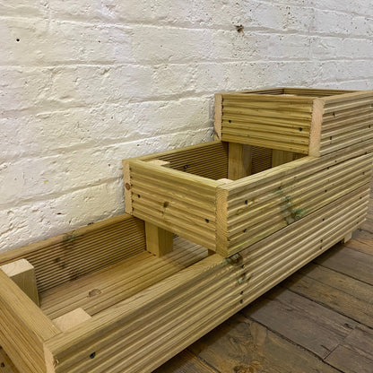 Three – Tier Wooden Decking Planter – 88 × 35 × 48 cm