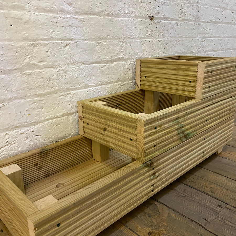 Three – Tier Wooden Decking Planter – 88 × 35 × 48 cm
