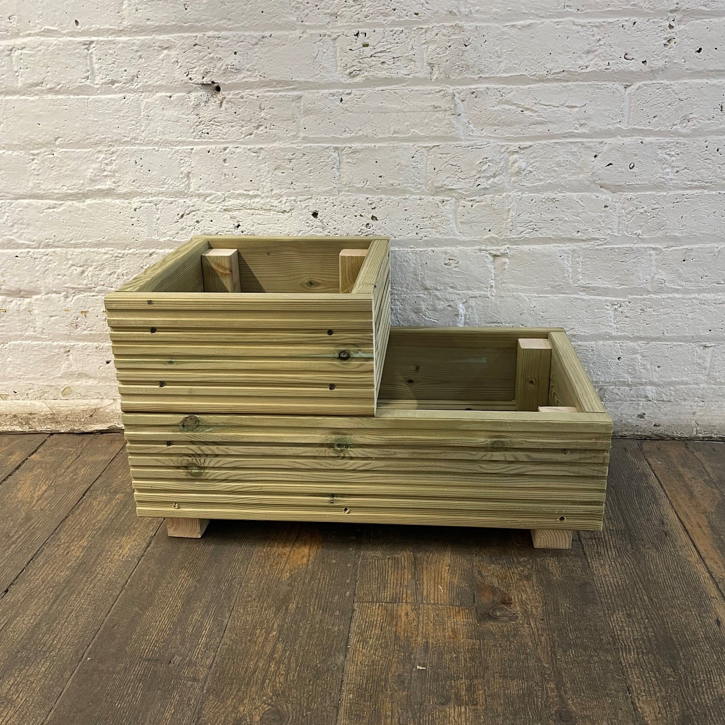 Two-Tier Wooden Decking Planter – 57 × 35 × 33 cm