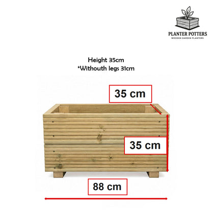 Medium Wooden Decking Planter – 57 × 35 × 33 cm dimensions and size guide