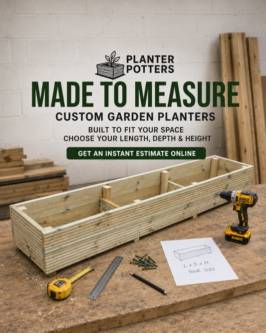 Made-to-measure wooden garden planter with size options and an instant online estimate.