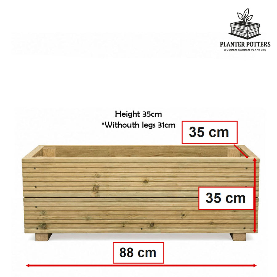 Large Wooden Decking Planter – 88 × 35 × 33 cm dimensions and size guide