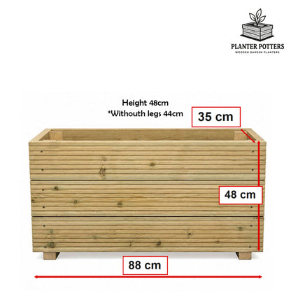 Large Wooden Decking Planter – Triple – Board 88 × 35 × 48 cm dimensions and size guide