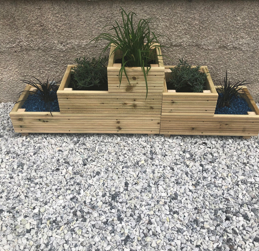 Large 3 – Tiered Straight Wooden Decking Planter