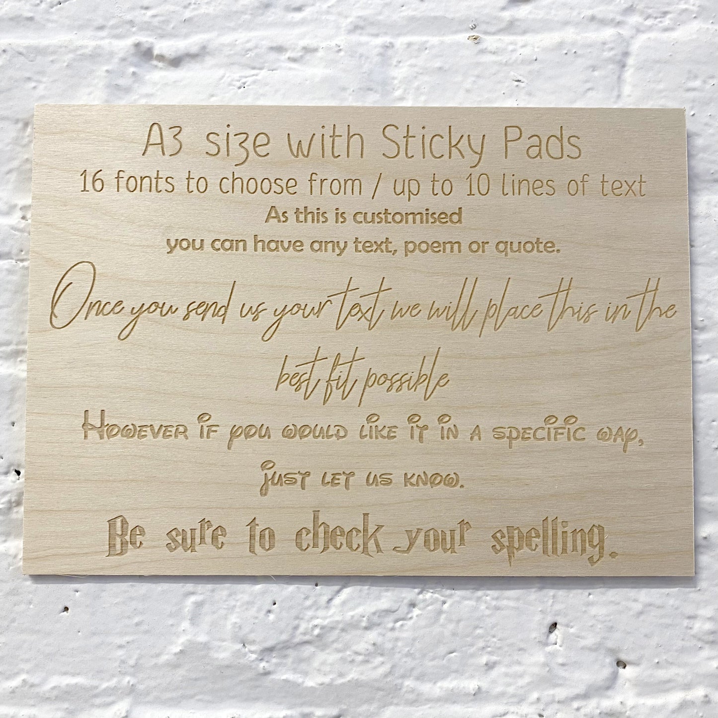 Large Personalised Wooden Sign Plaque A5/A4/A3