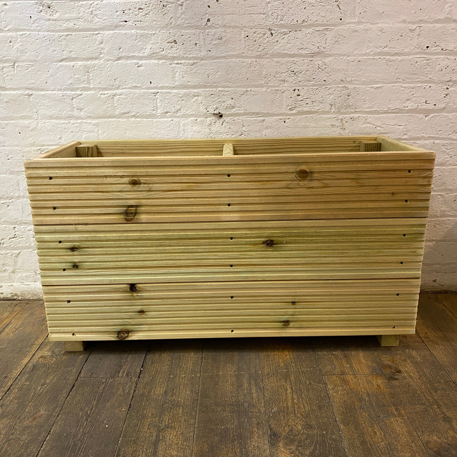 Large Solid Wooden Patio Planter With Central Divide – 88x35x47cm