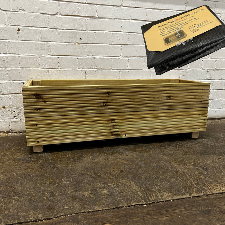 1 m Wooden Decking Planter – 100 × 35 × 33 cm fitted with a self-install liner