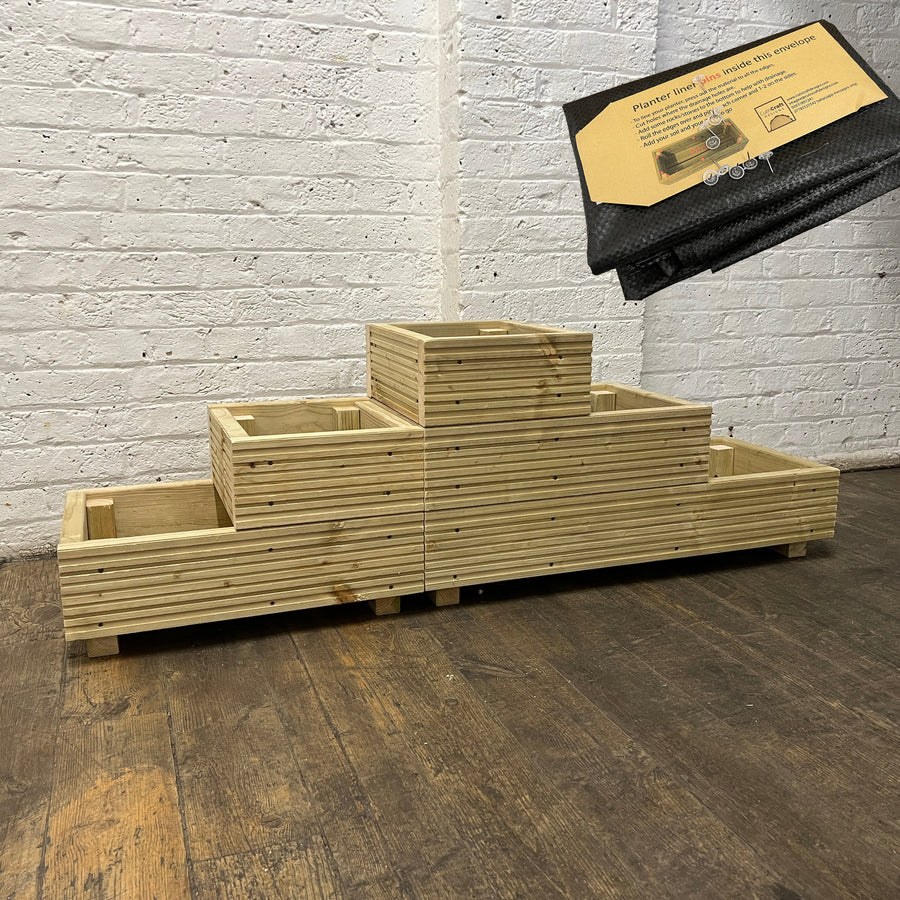 Large 3 – Tiered Straight Wooden Decking Planter