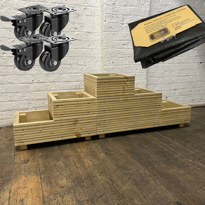 Large 3 – Tiered Straight Wooden Decking Planter