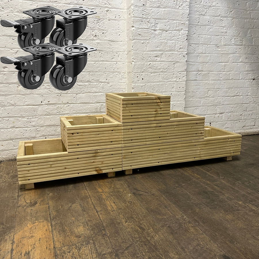 Large 3 – Tiered Straight Wooden Decking Planter