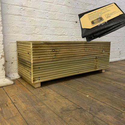Large Wooden Decking Planter – 88 × 35 × 33 cm fitted with a self-install liner