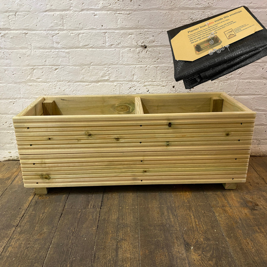 Large Decking Patio Planter With Central Divide 88 × 35 × 33 cm