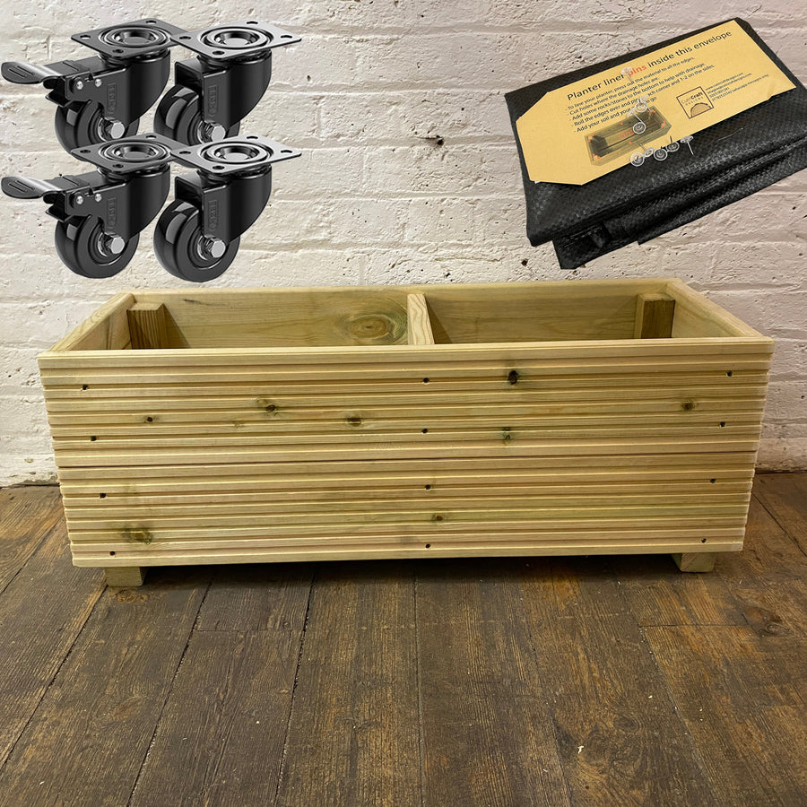 Large Decking Patio Planter With Central Divide 88 × 35 × 33 cm