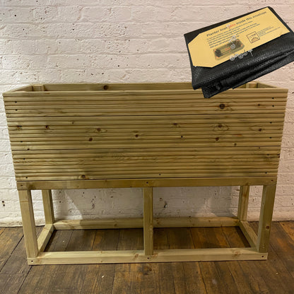 Large Raised 100 cm Wooden Decking Planter 100 × 35 × 96 cm