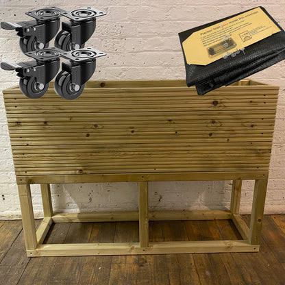 Large Raised 100 cm Wooden Decking Planter 100 × 35 × 96 cm