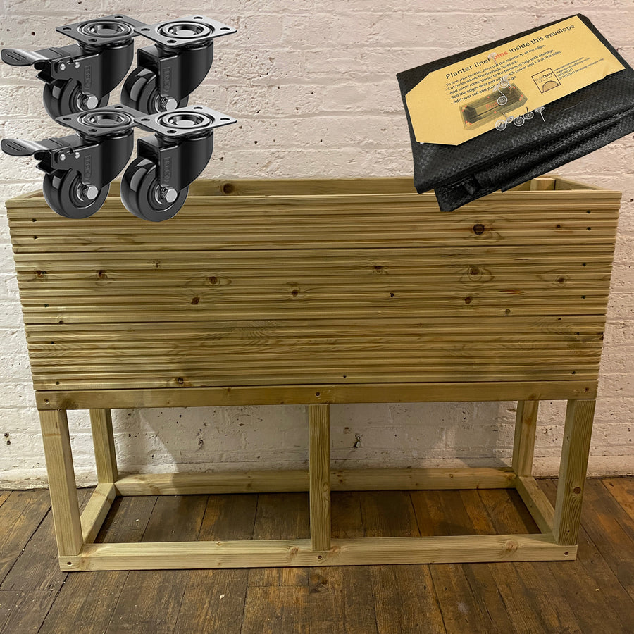 Large Raised 100 cm Wooden Decking Planter 100 × 35 × 96 cm