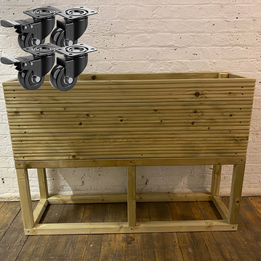 Large Raised 100 cm Wooden Decking Planter 100 × 35 × 96 cm