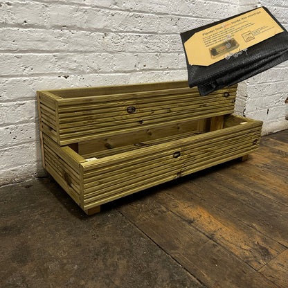 Large 2 – Tier Wooden Decking Planter – 88 × 35 × 33 cm