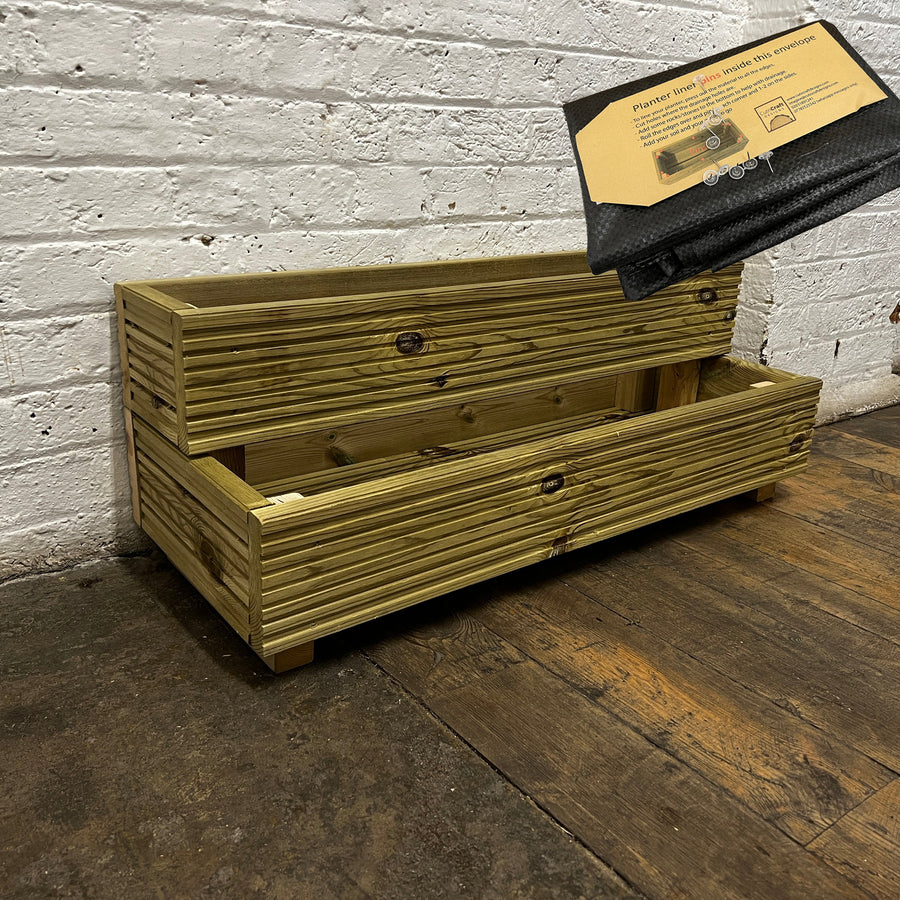Large 2 – Tier Wooden Decking Planter – 88 × 35 × 33 cm