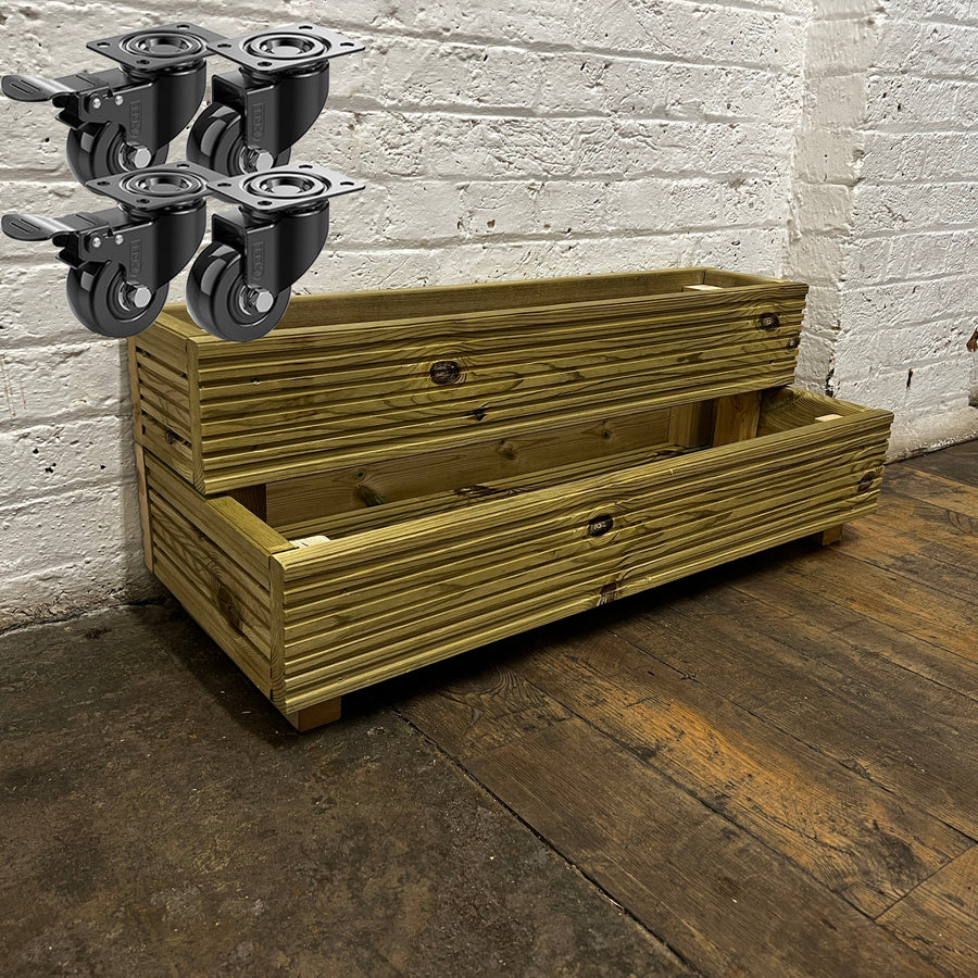Large 2 – Tier Wooden Decking Planter – 88 × 35 × 33 cm