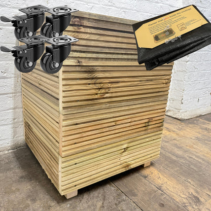 Large Square Tall Wooden Decking Planter 50 × 50 × 63 cm