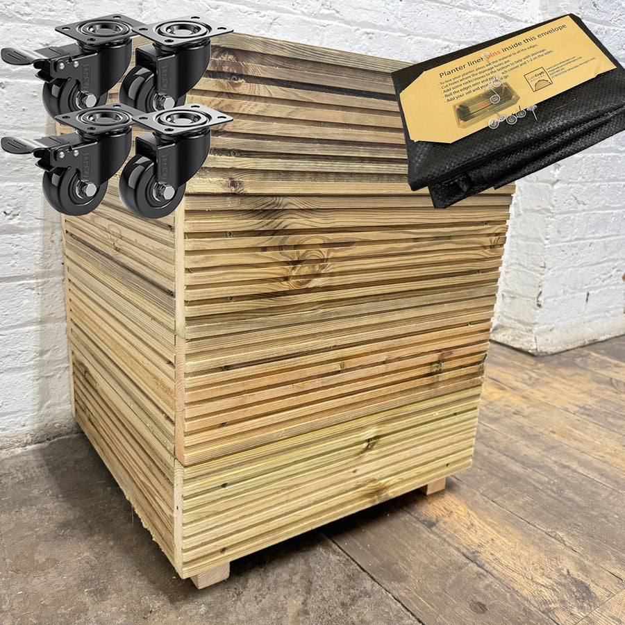 Large Square Tall Wooden Decking Planter 50 × 50 × 63 cm