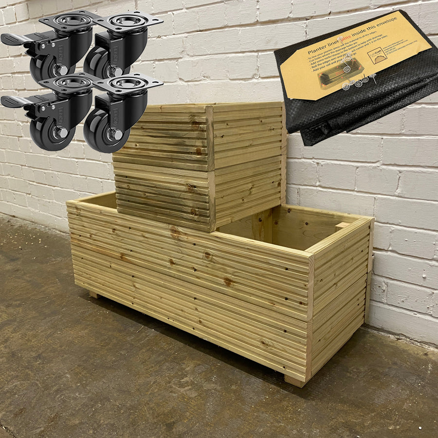 One – Tier Wooden Decking Planter 88 × 35 × 48 cm