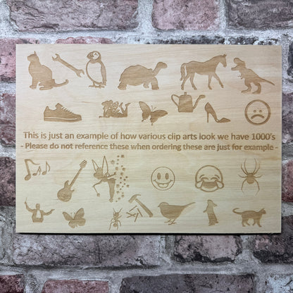 Engraved clipart examples for personalised wooden signs