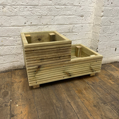 Two – Tier Wooden Decking Planter – 57 × 35 × 33 cm