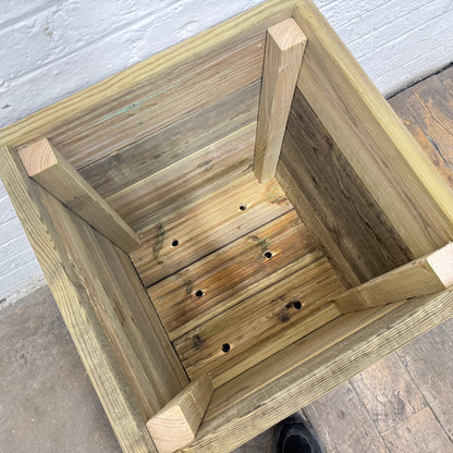 Large Square Tall Wooden Decking Planter 50 × 50 × 63 cm