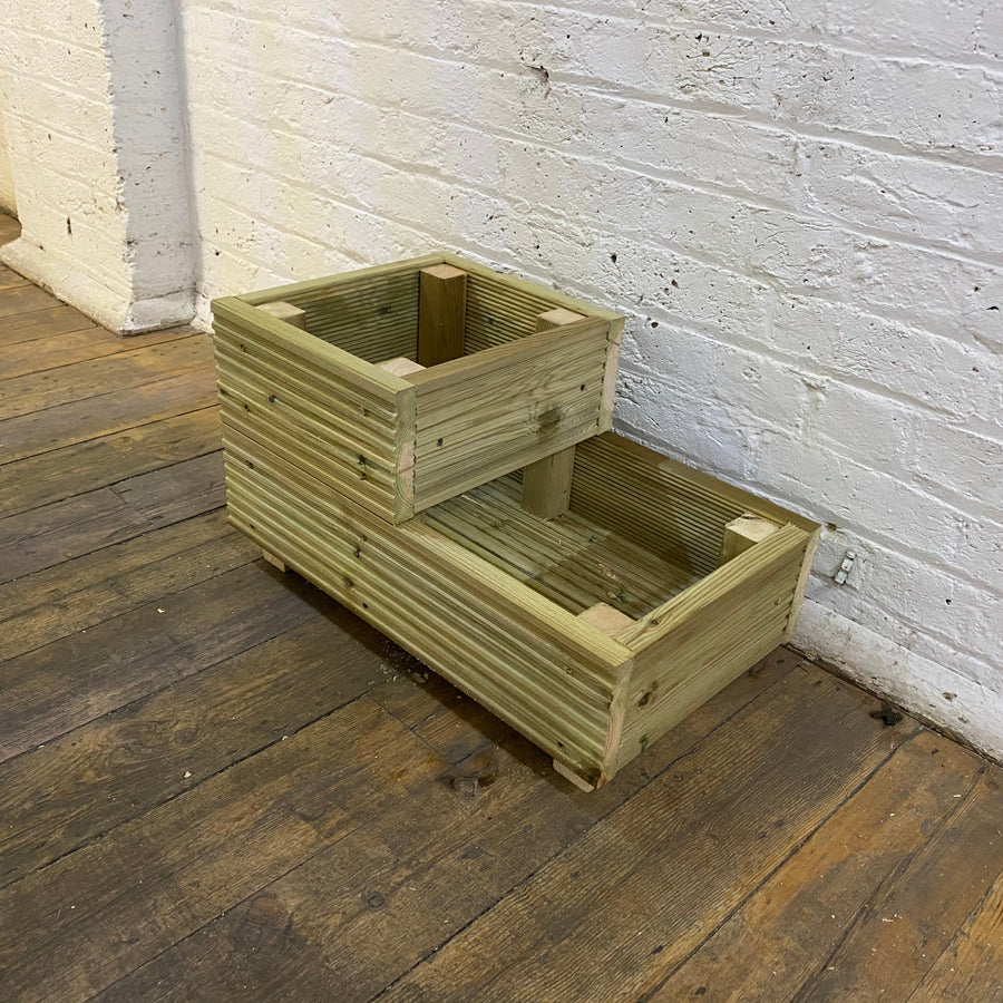 Two – Tier Wooden Decking Planter – 57 × 35 × 33 cm
