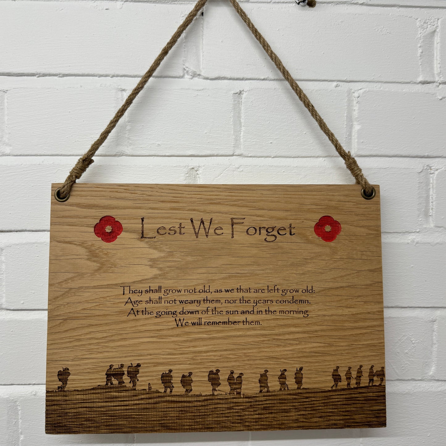 Military Poppy Large Oak Plaque