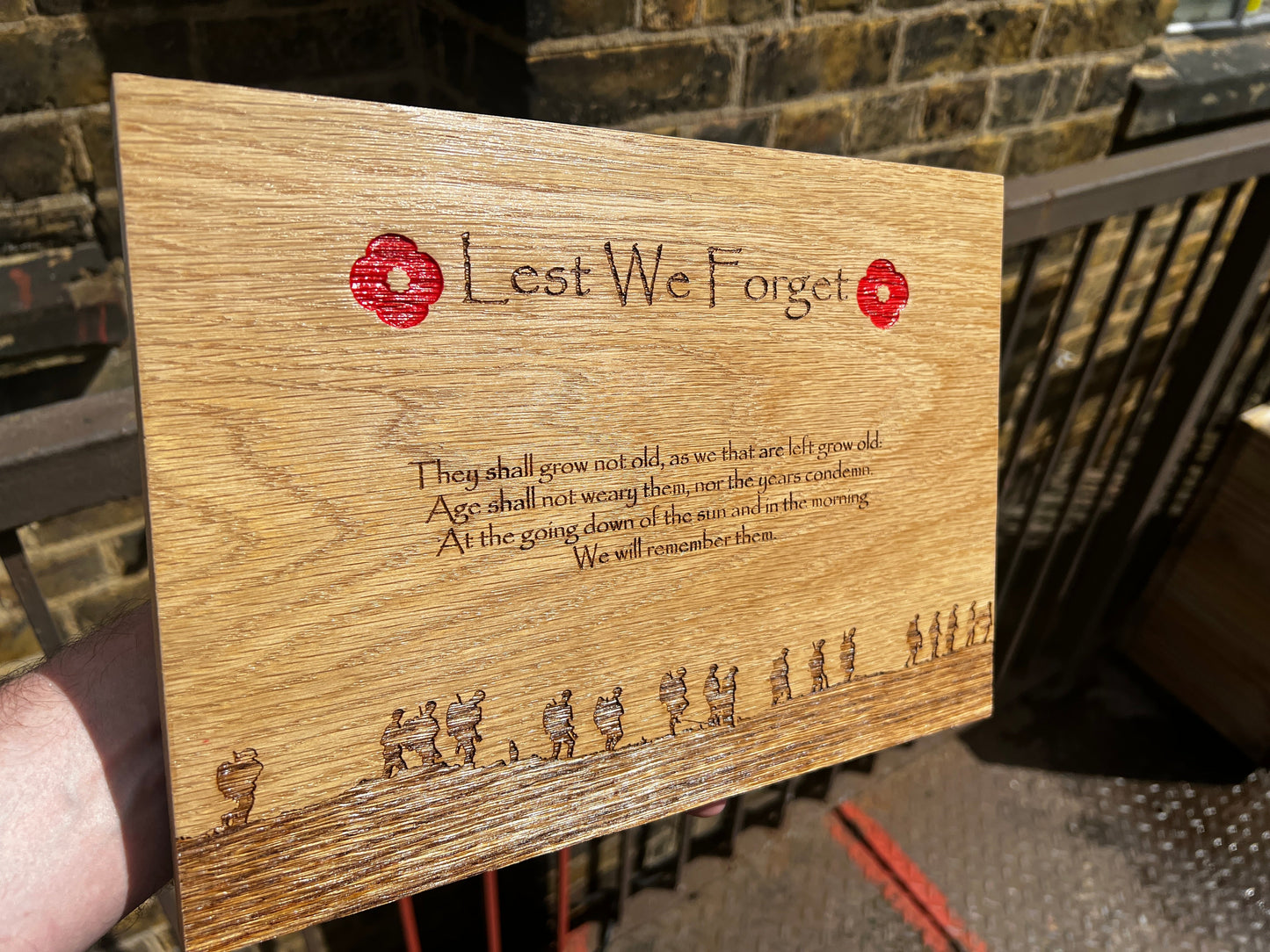 Military Poppy Large Oak Plaque