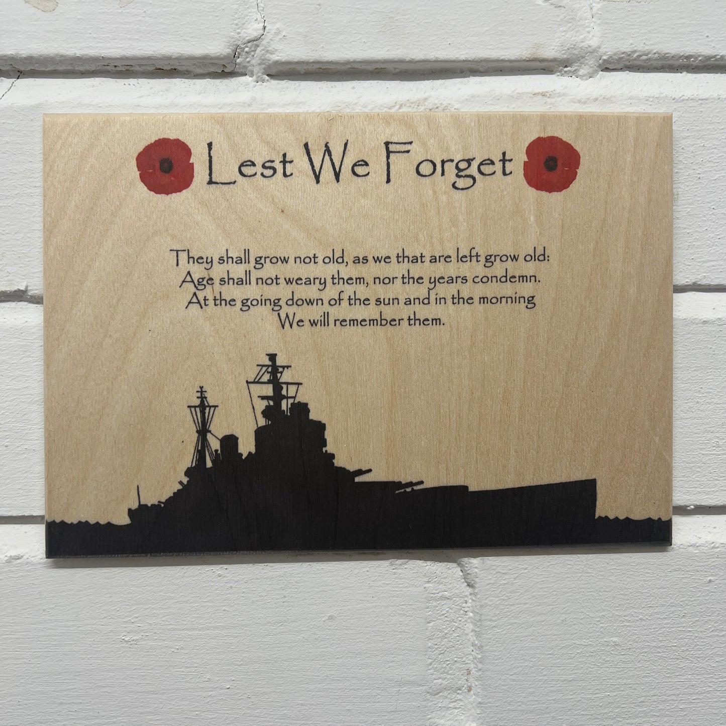 Battle Ship Remembrance Poppy Plaque