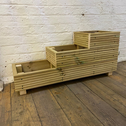 Three – Tier Wooden Decking Planter – 88 × 35 × 48 cm