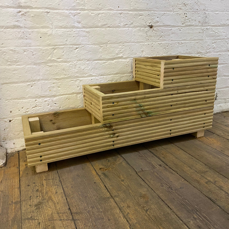 Three – Tier Wooden Decking Planter – 88 × 35 × 48 cm