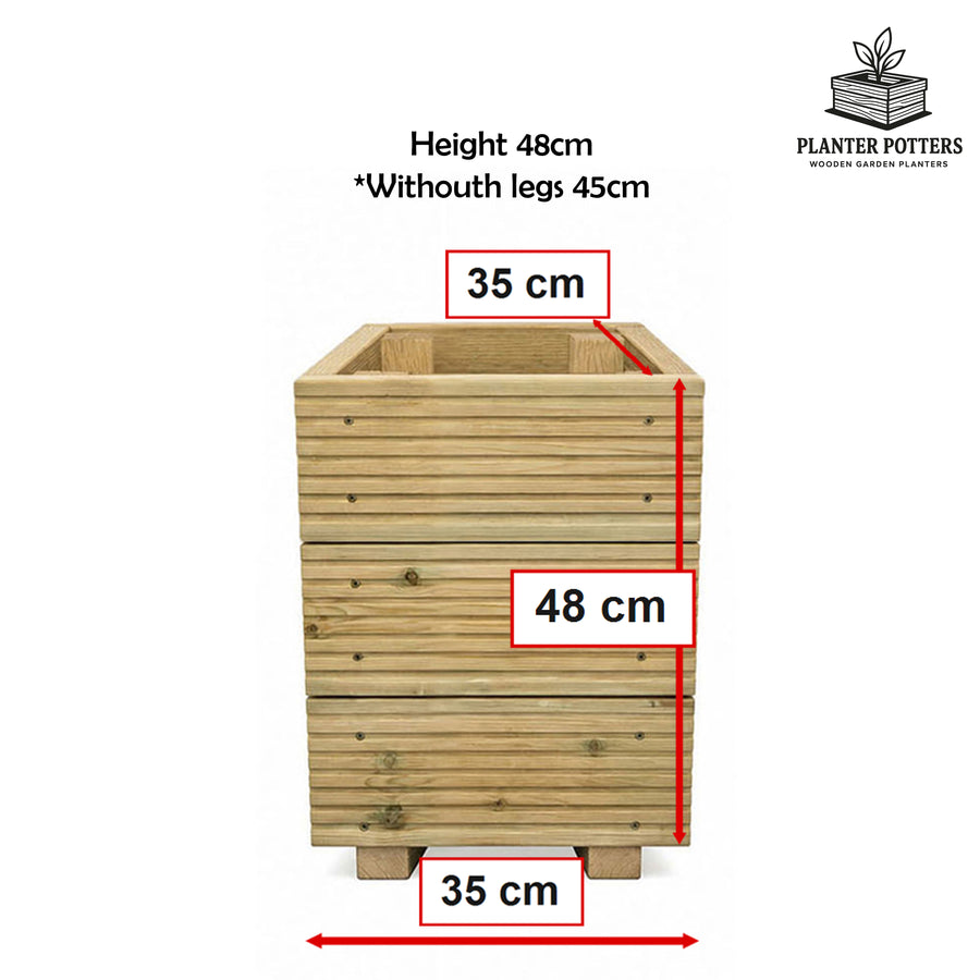 Small Square Wooden Decking Planter 35 × 35 × 47 cm dimensions and size guide