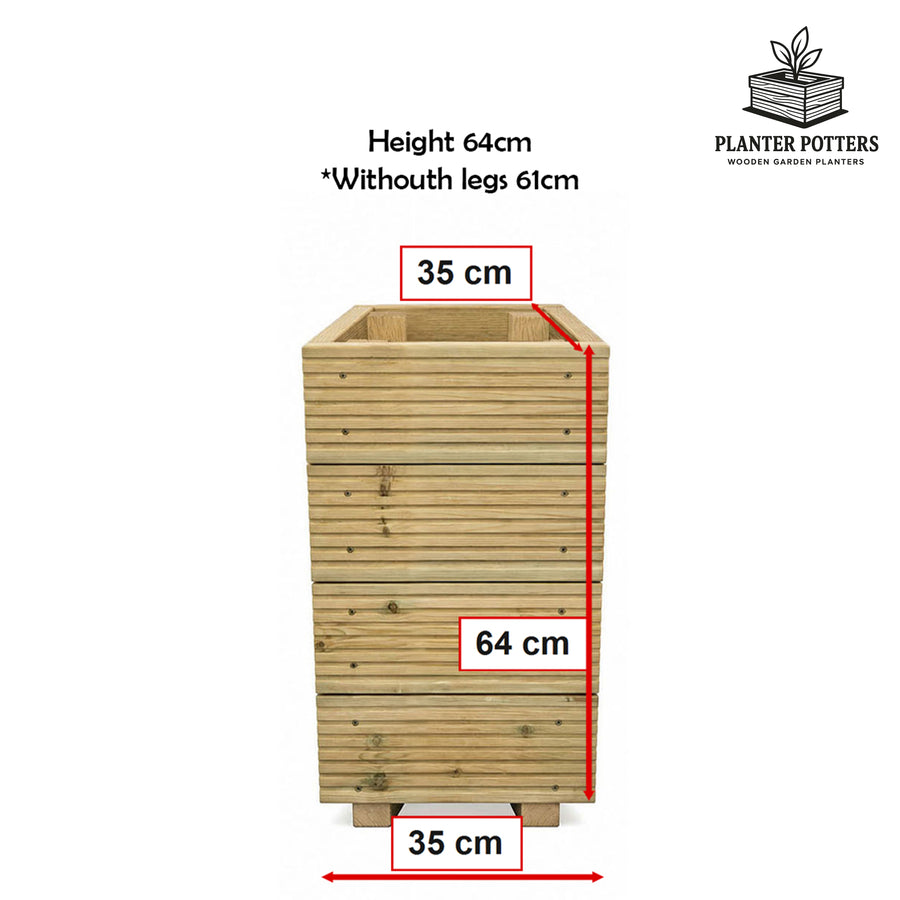 Small Tall Wooden Decking Planter – 35 × 35 × 63 cm dimensions and size guide