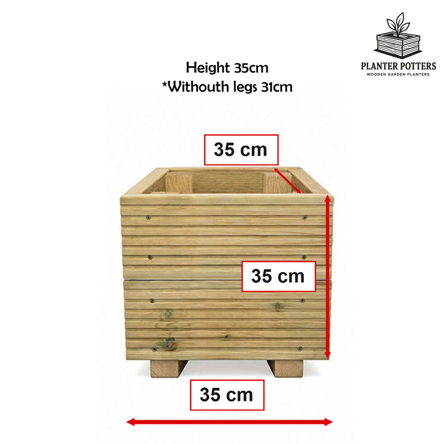 Small Wooden Decking Planter – 35 × 35 × 33 cm dimensions and size guide