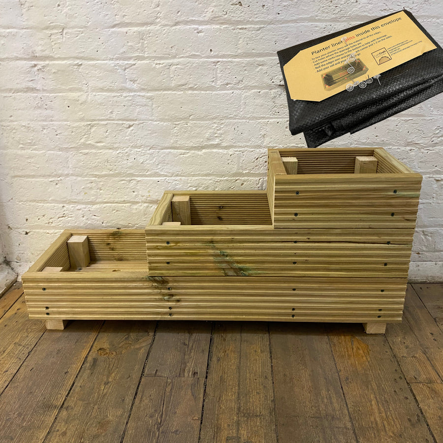 Three – Tier Wooden Decking Planter – 88 × 35 × 48 cm